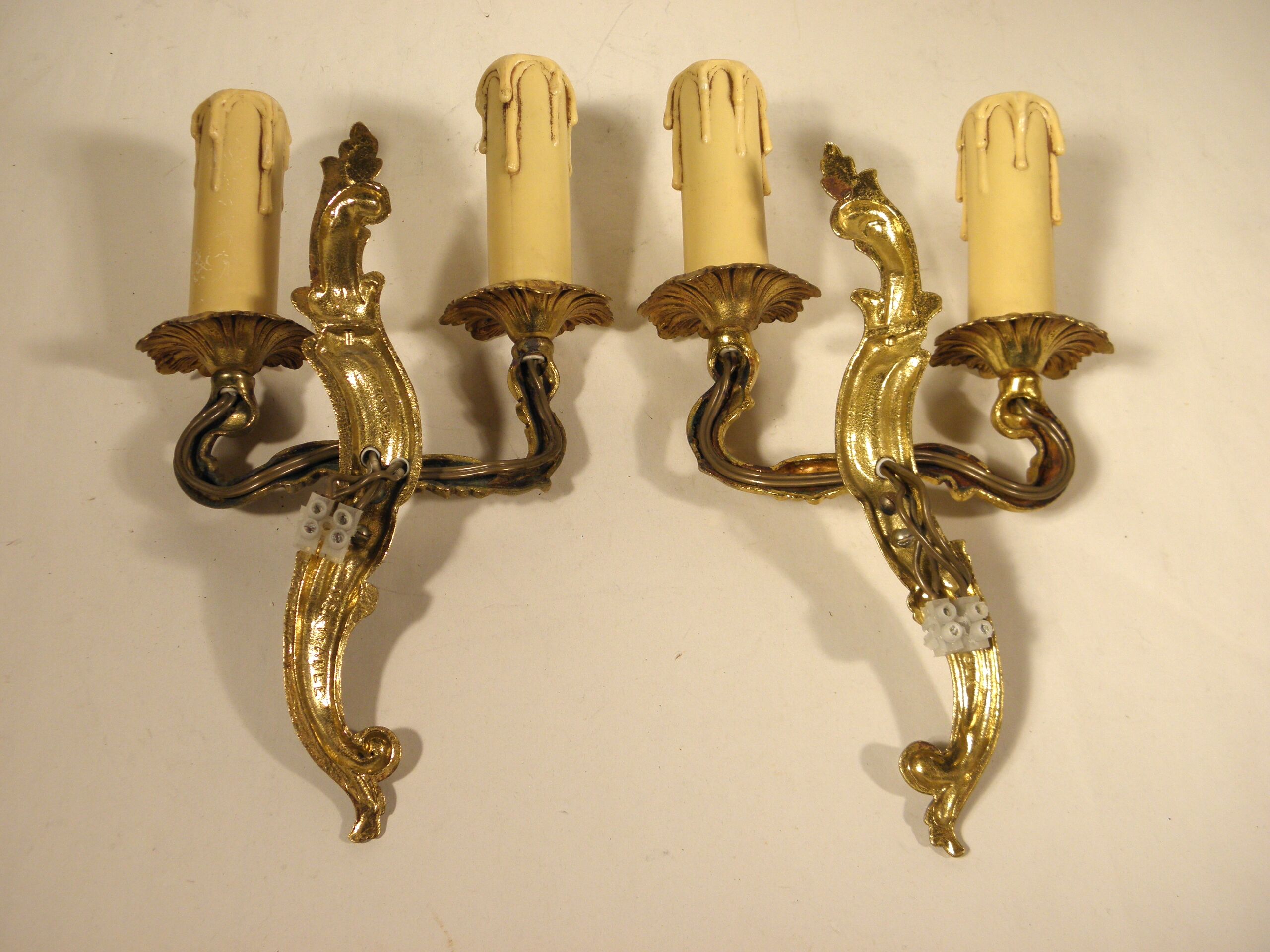 Pair of gilded bronze sconces