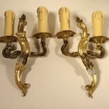 Pair of gilded bronze sconces