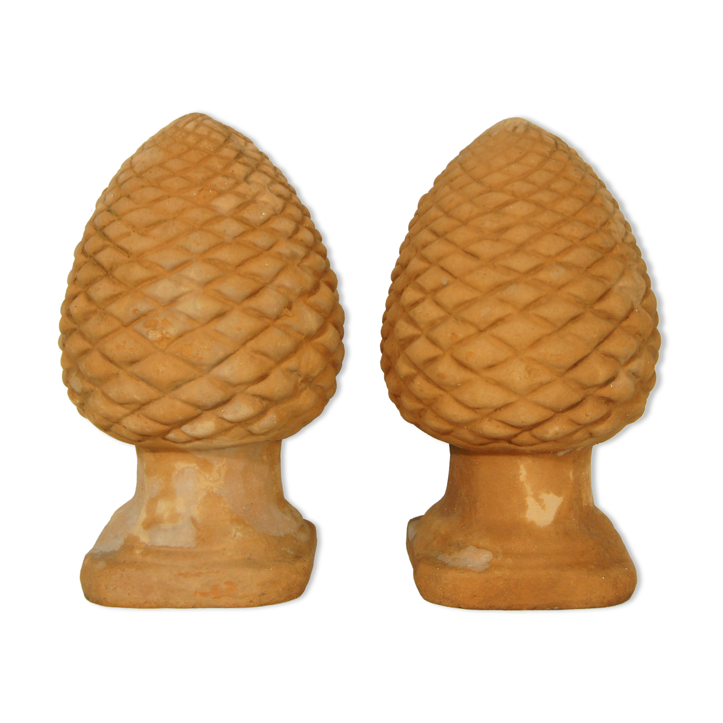 Set de 2 pommes de pin en terre cuite moulée 35 cm