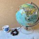 World map lamp Scan-globe Denmark vintage 1972 swivel & tiltable