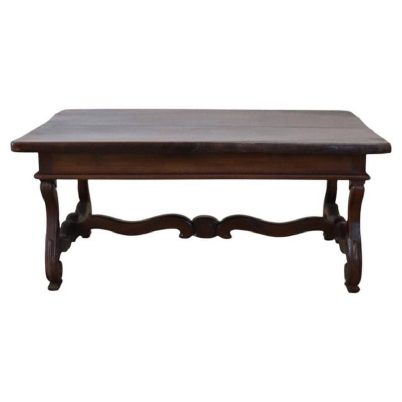 Solid Walnut Coffee Table, Italy, Early 20th Century, Restored