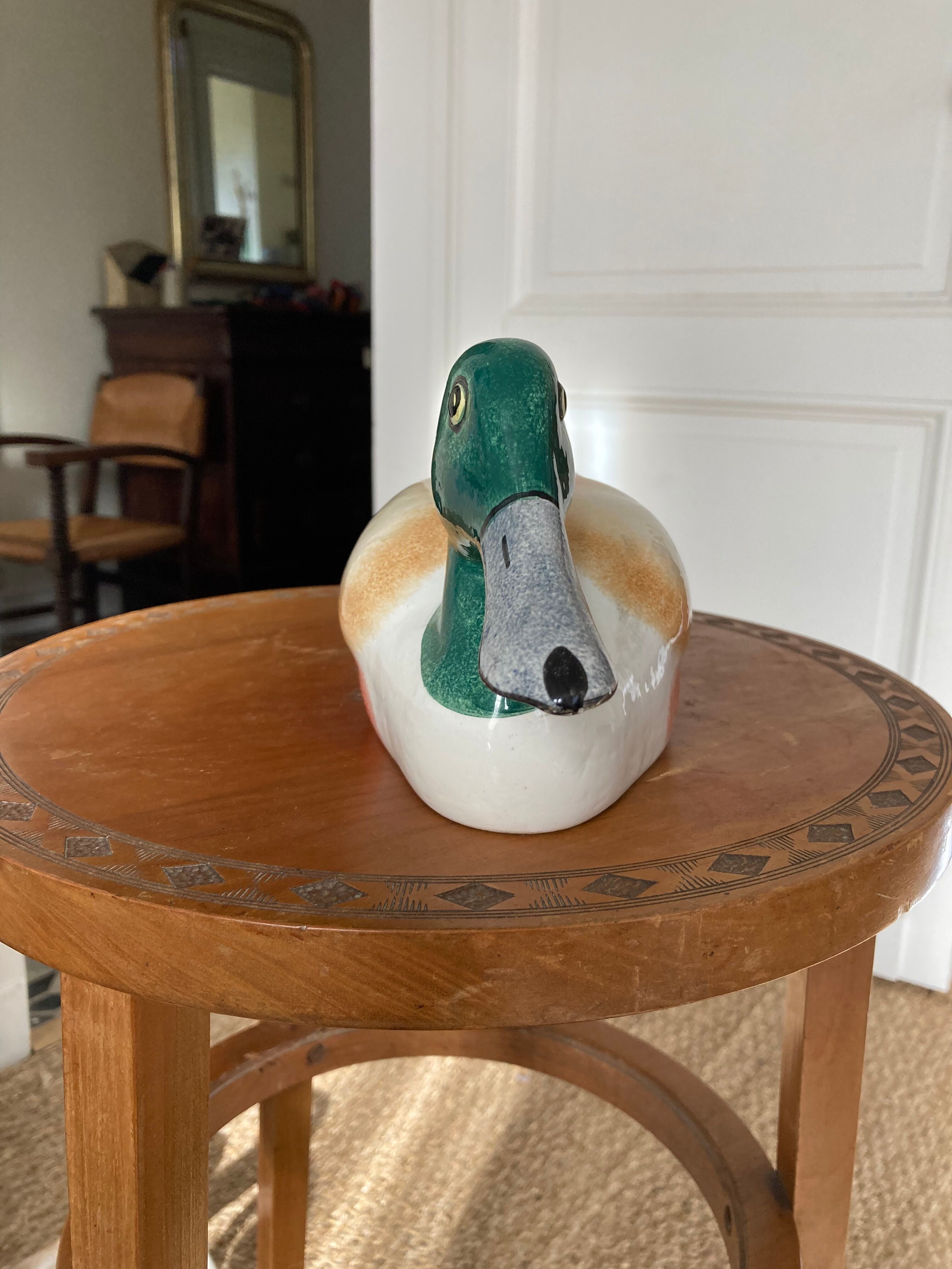Duck Colbert vintage glazed ceramic sculpture