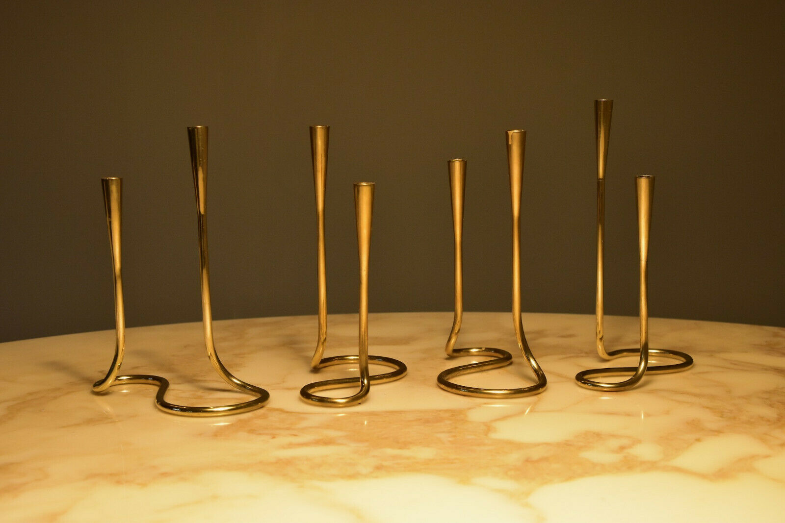 1950's German Serpentine Brass Candlesticks