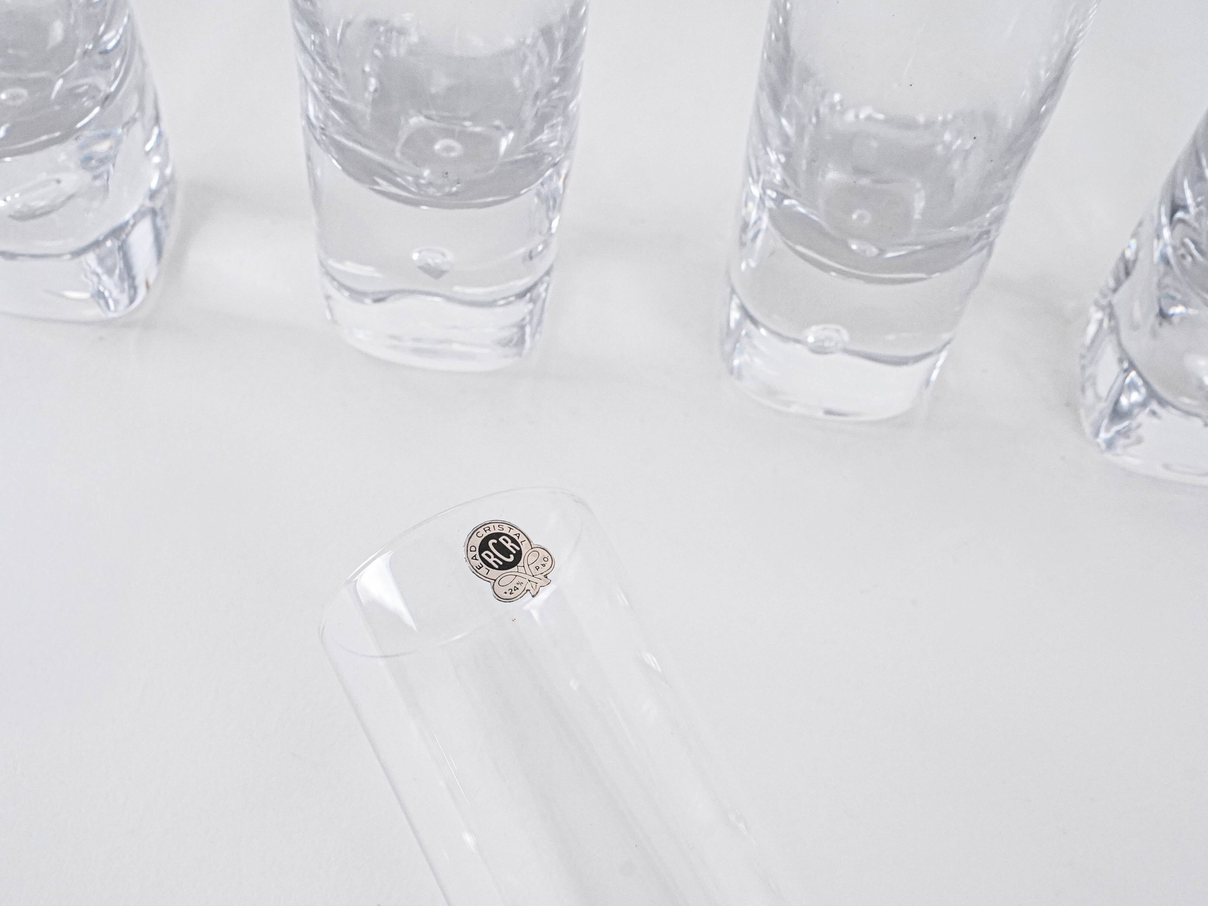 Set of crystal glasses, Italian design, 1970s,  RCR Cristalleria Italiana