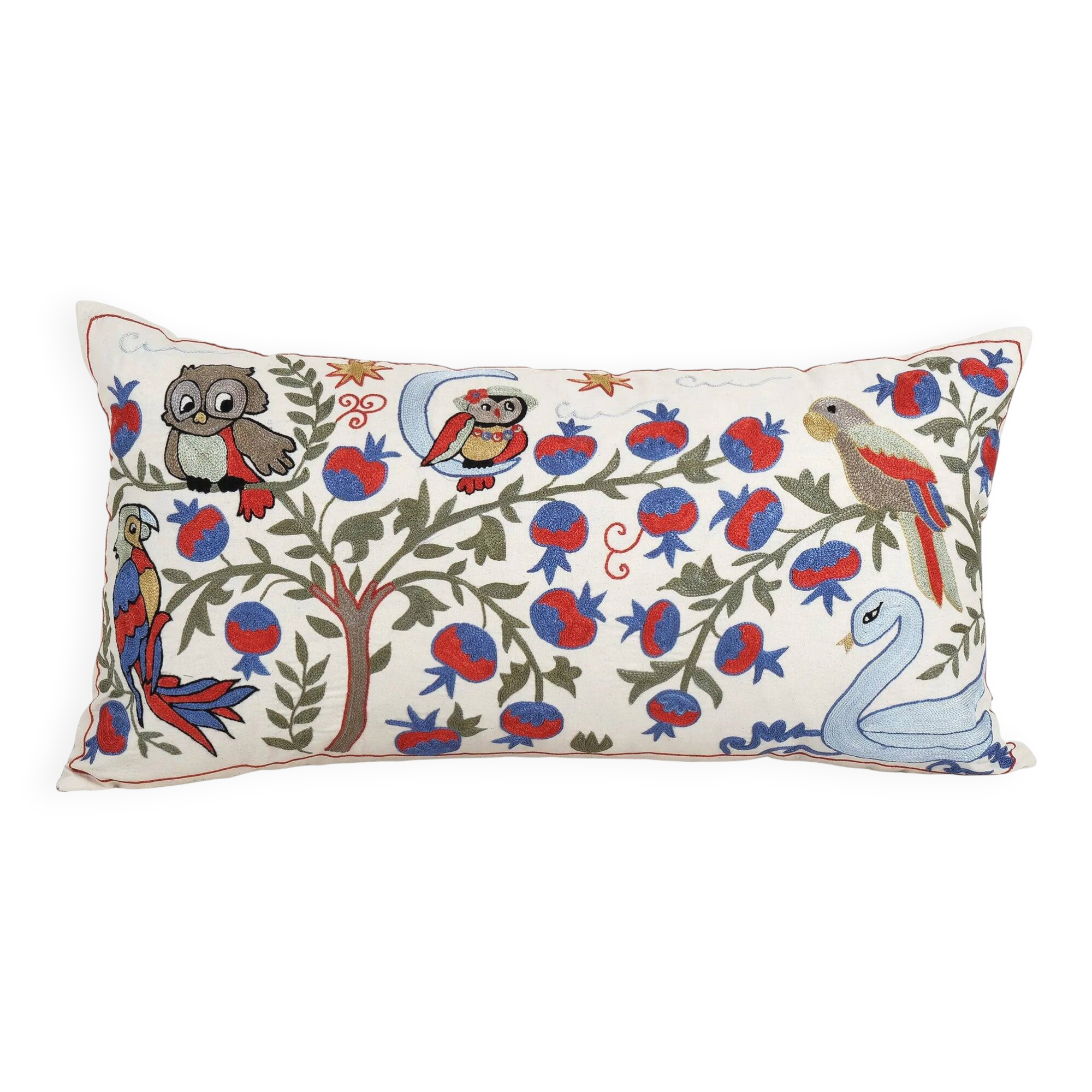 Vintage embroidered cushion cover 46x86 cm
