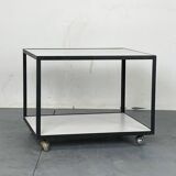Mid-Century White Laminate and Black Steel Rolling End / Side Table by George Nelson for Herman Miller, 1950s