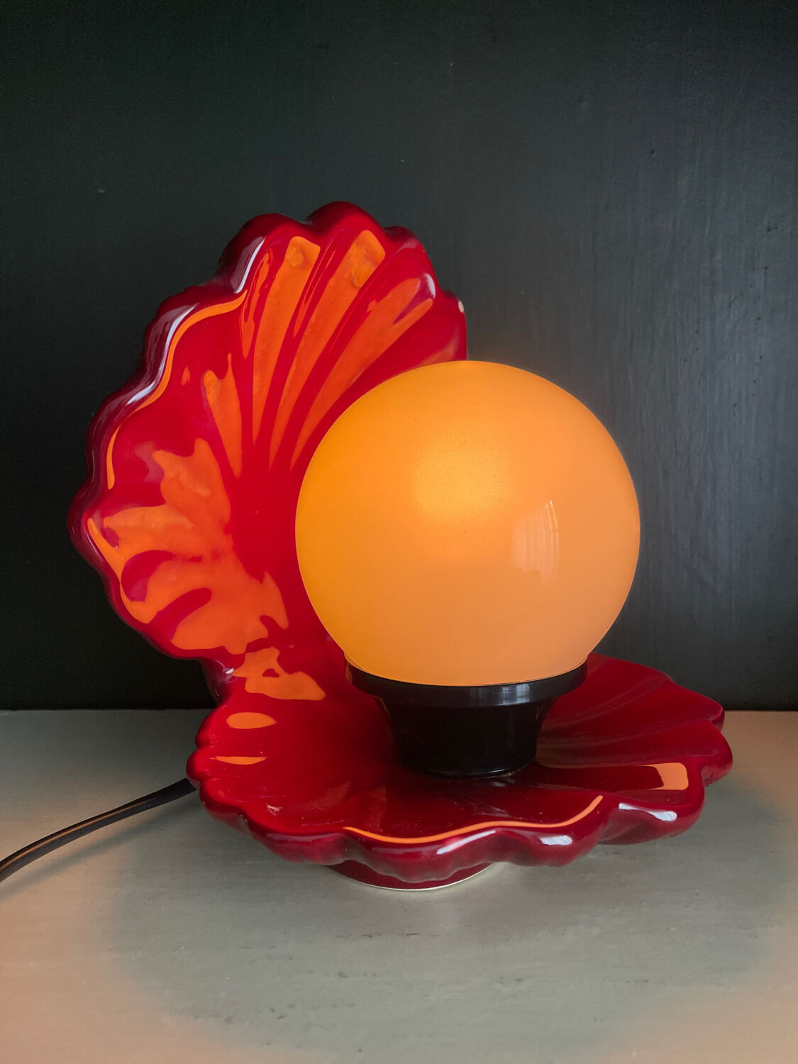 Lampe veilleuse coquillage perle vintage