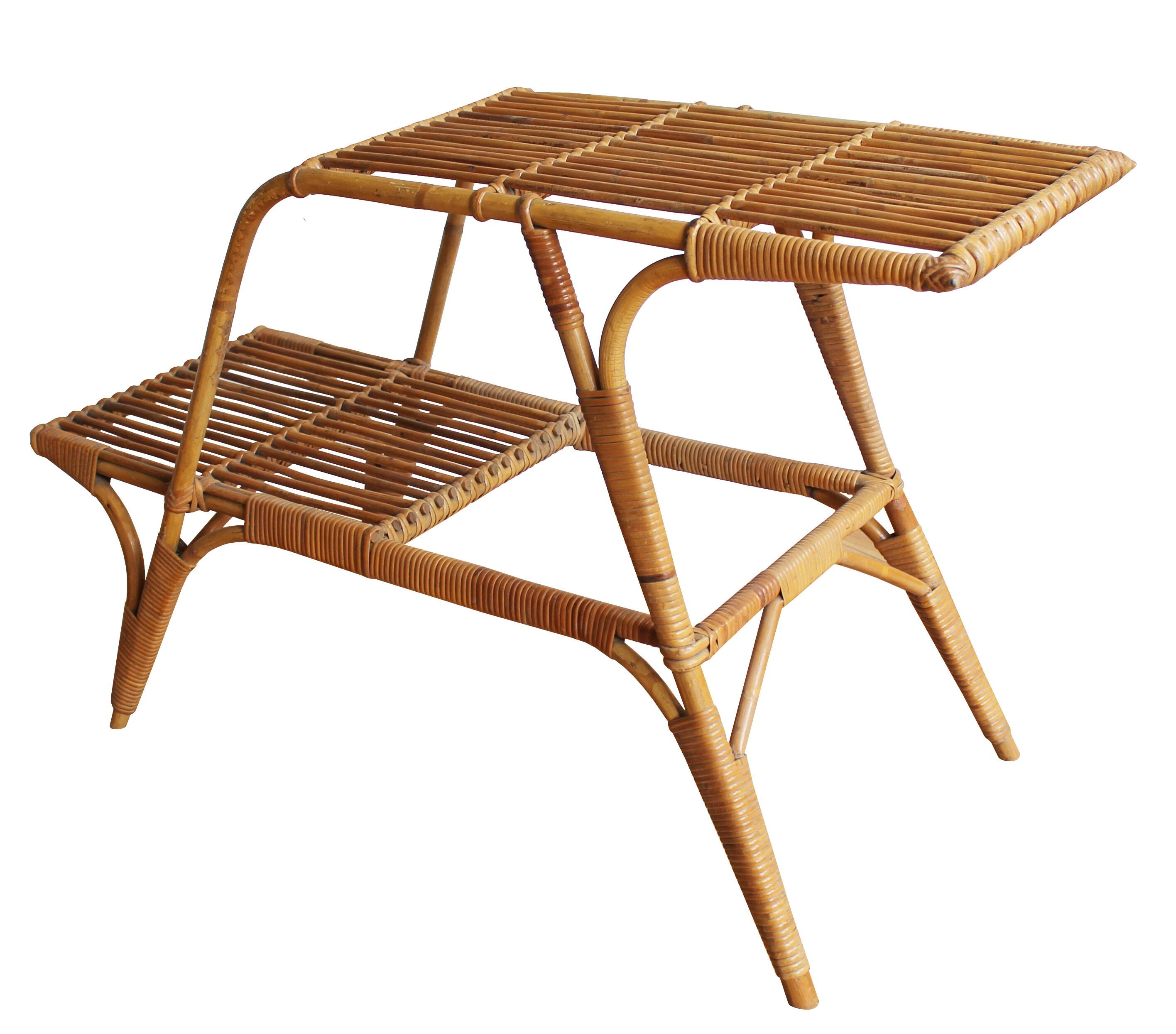 1950's Rattan Flower Stand