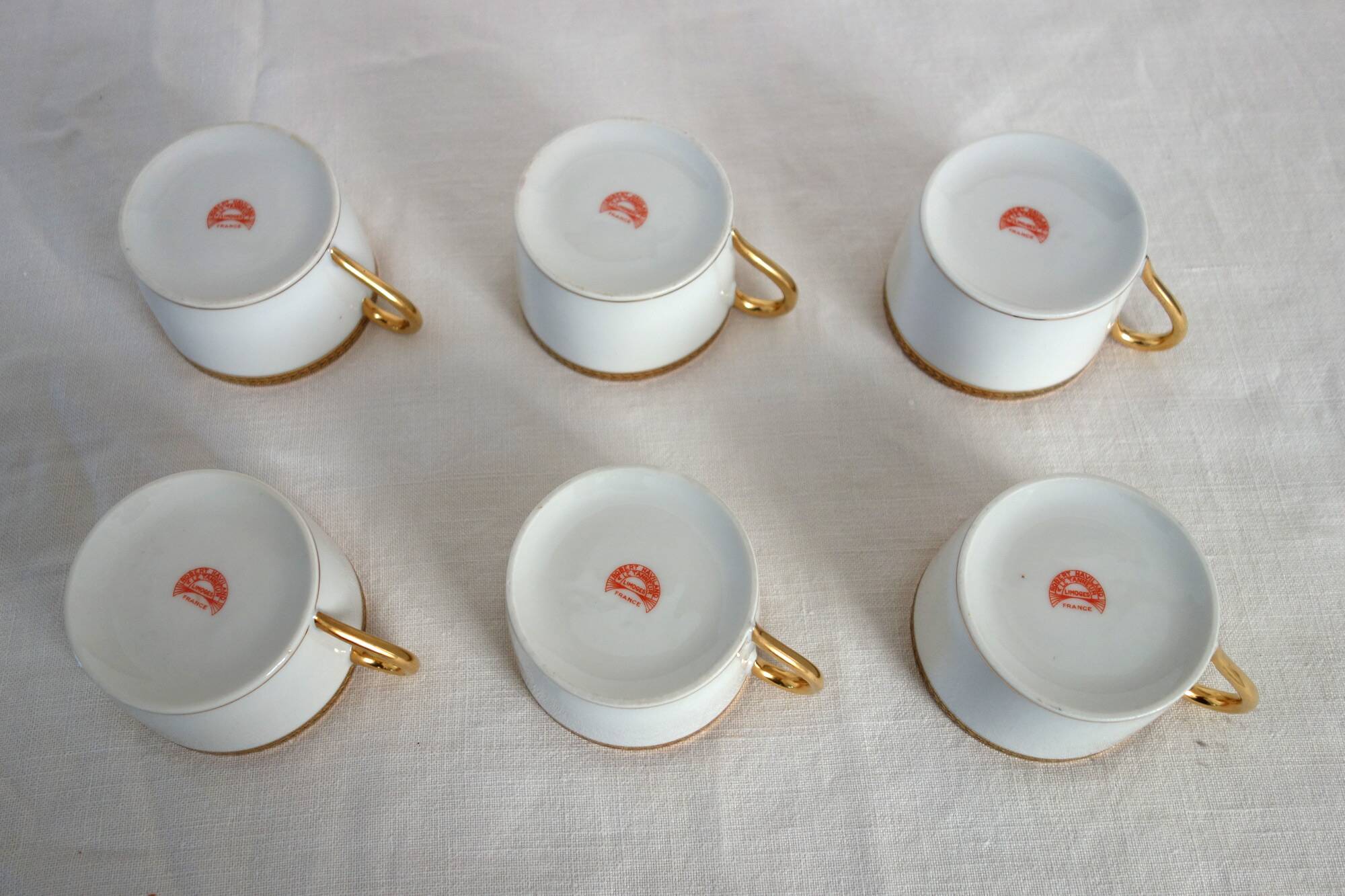 6 cups and saucers Limoges Robert Haviland, mid-20th century