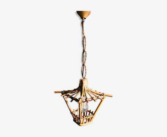 Suspension rotin vintage 1960