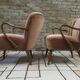 Pair of pink velvet cocktail armchairs 1960