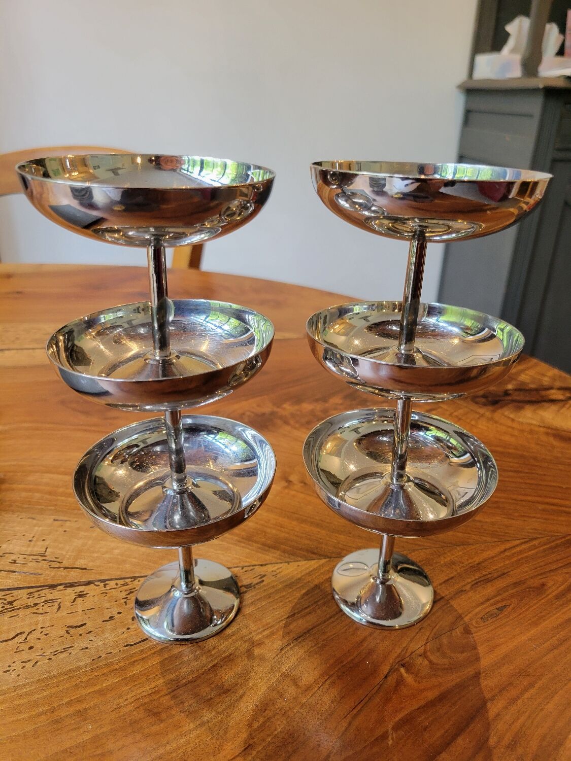6 stainless steel ice cream cups 1970