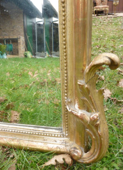 Mirror beveled style gilt frame Louis XV XIXème 103x173cm