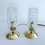 Pair Vintage Bubble Glass Lamps