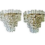 Kinkeldey pair of crystal and gilt wall lights, 1970s