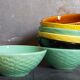 Seven vintage slip ceramic bowls