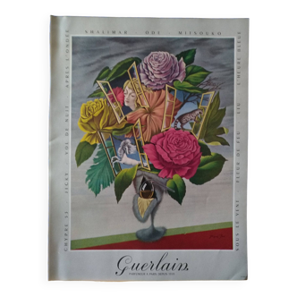 A paper advertisement for parfums guerlain shalimar illustration from period magazine 1956
