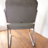 Armchair leatherette gray silver feet