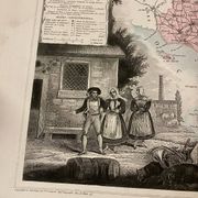 Old illustrated map of Morbihan.