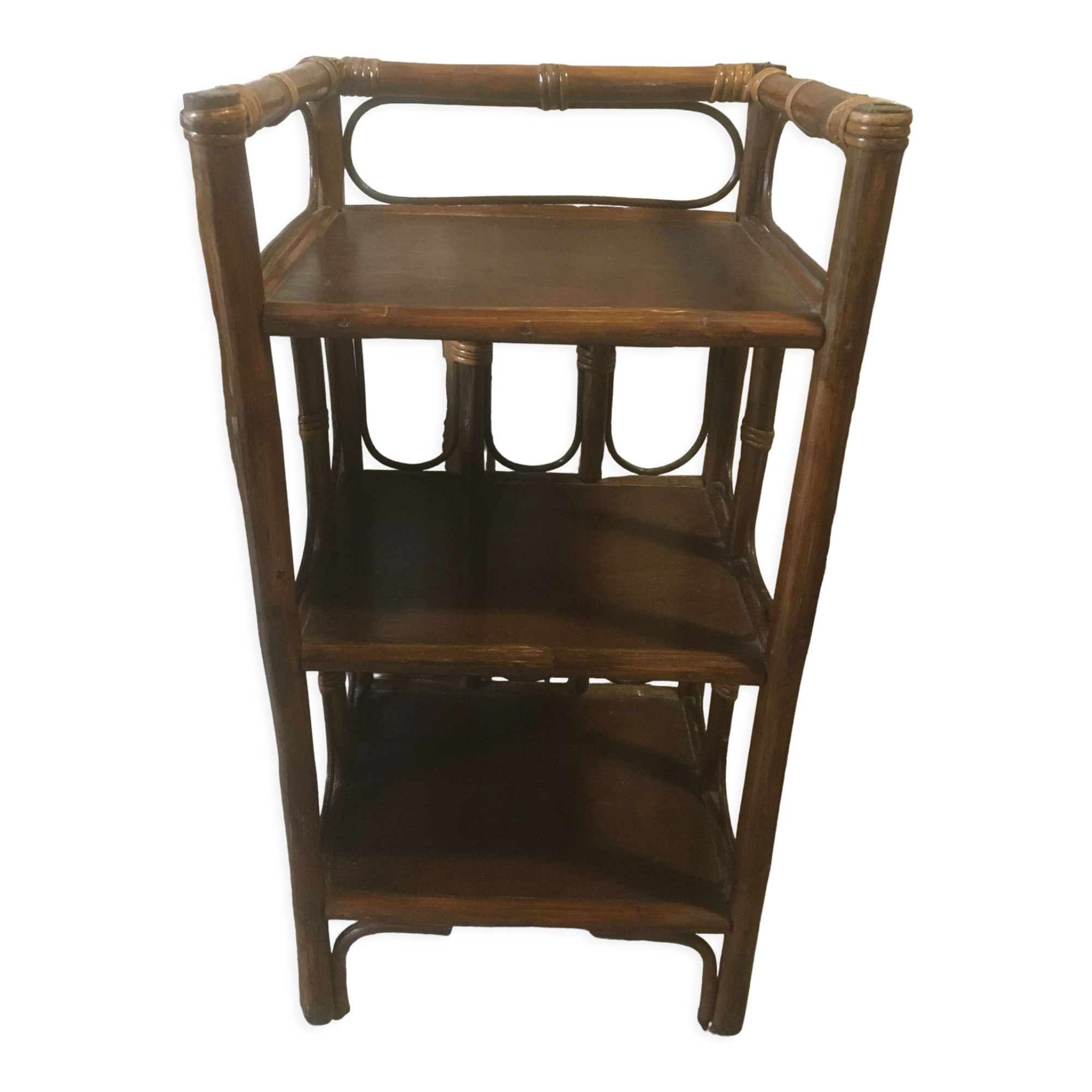 Shelf on rattan legs, 60-70s