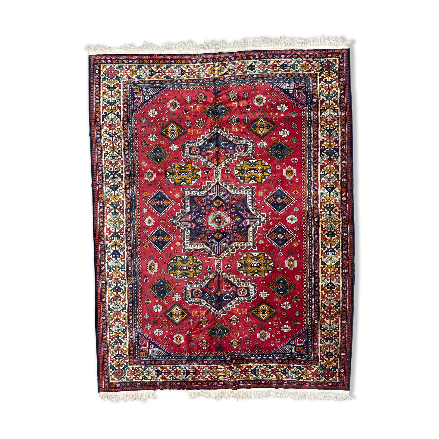 Nice large vintage carpet chirwan Azerbaijan handmade 234x310 cm