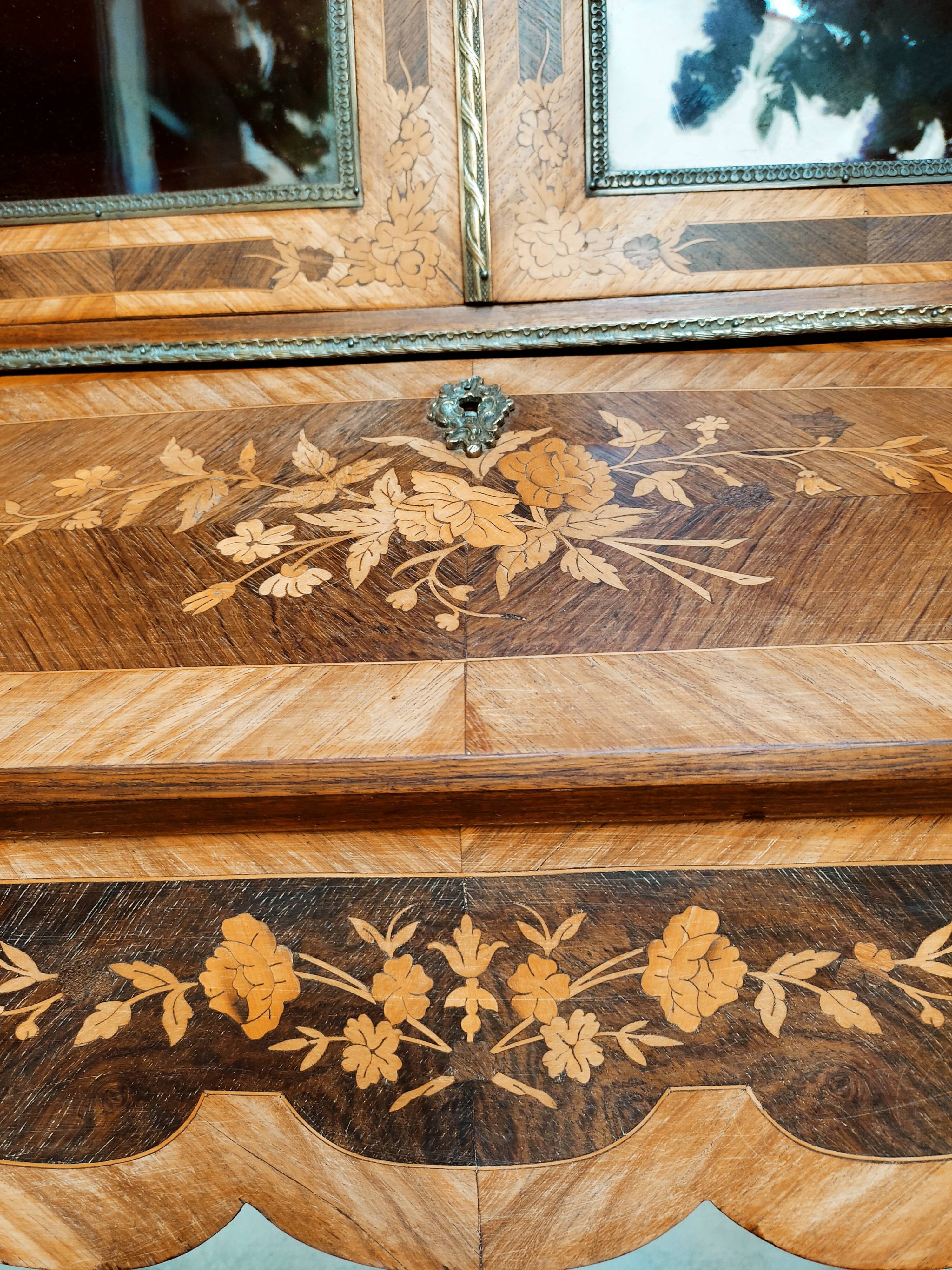 Secretary with marquetry library