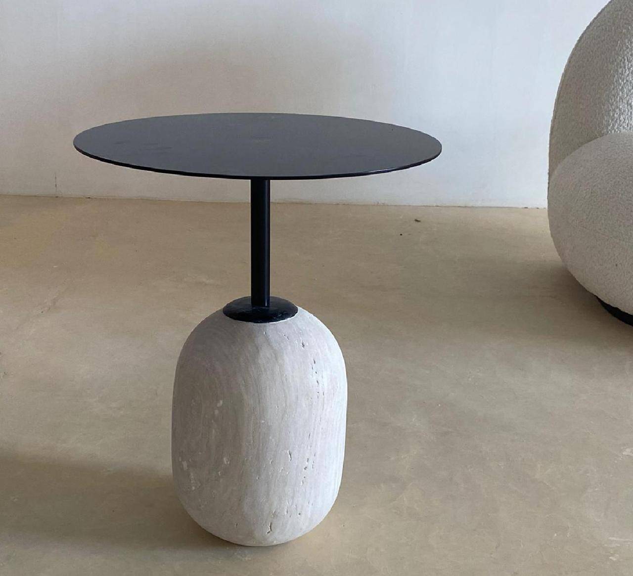 Finestia Side Table - Natural Travertine