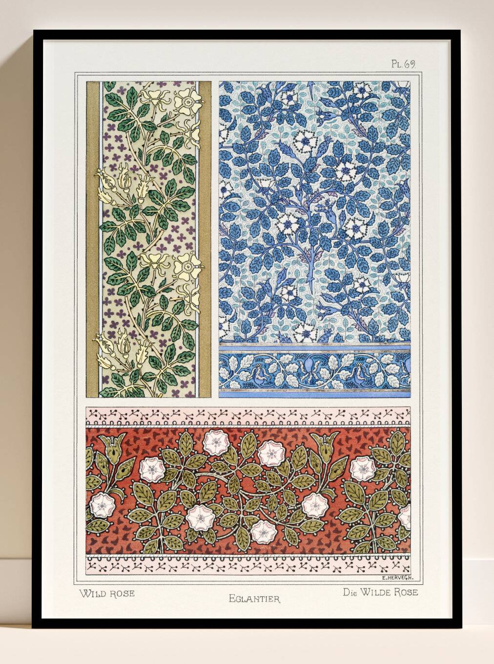 “Wild Rose” poster, after an Art Nouveau lithograph from 1897