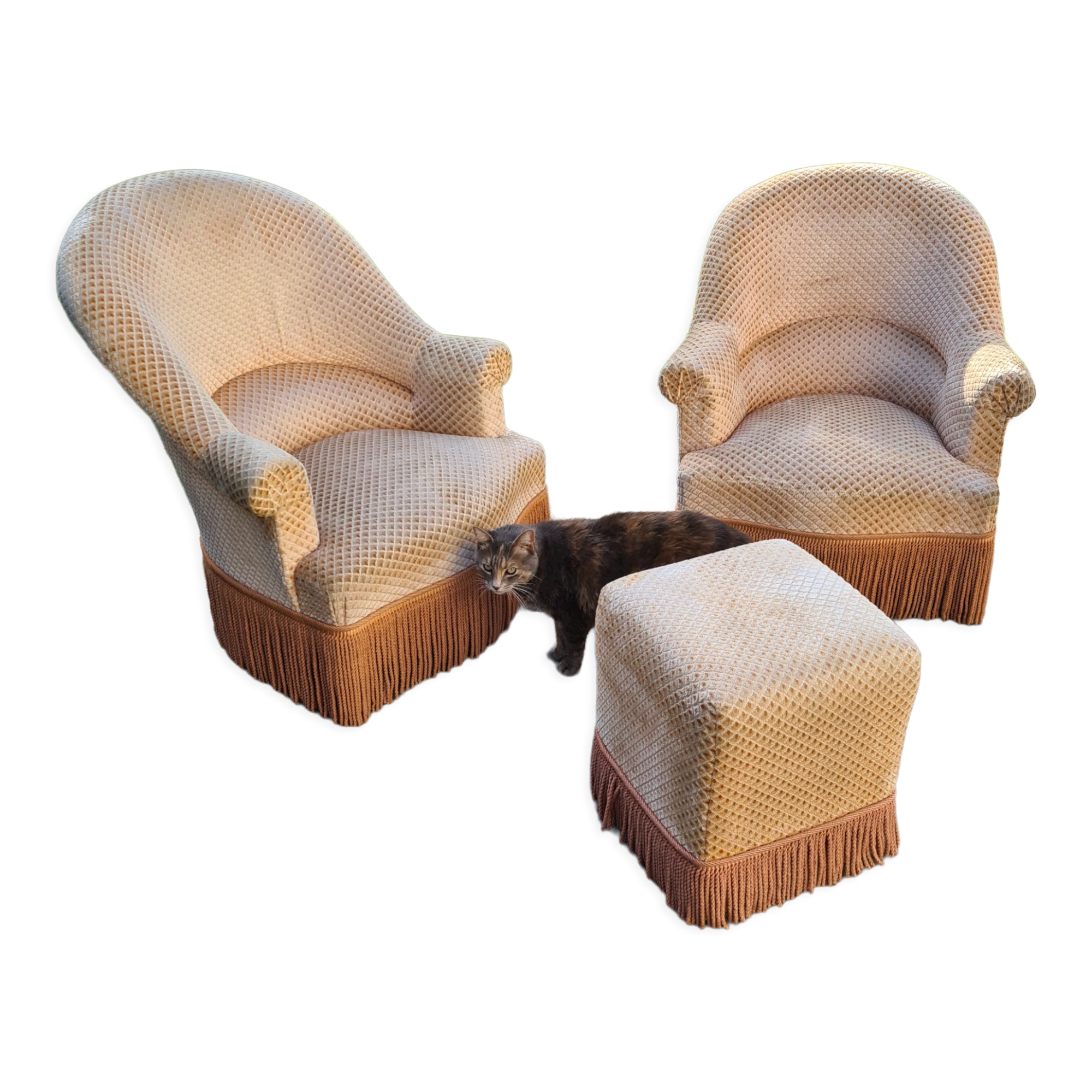 Pair of toad chairs and 1 ottoman