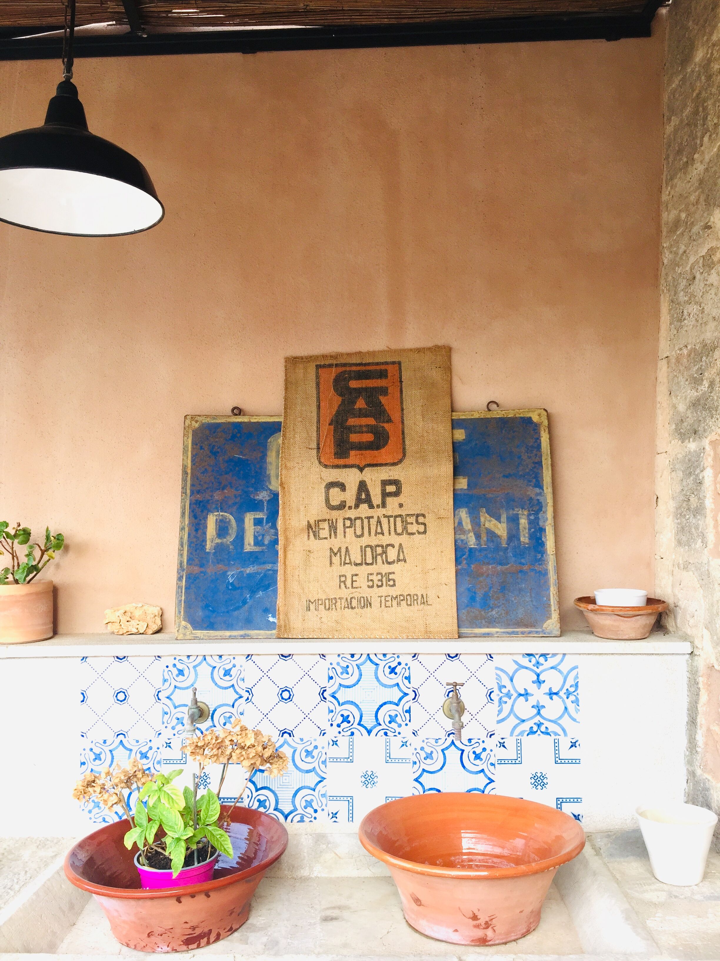 Old bags made of Mallorca burlap