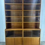 Pair of large vintage wooden display cabinets – 1960s/70s