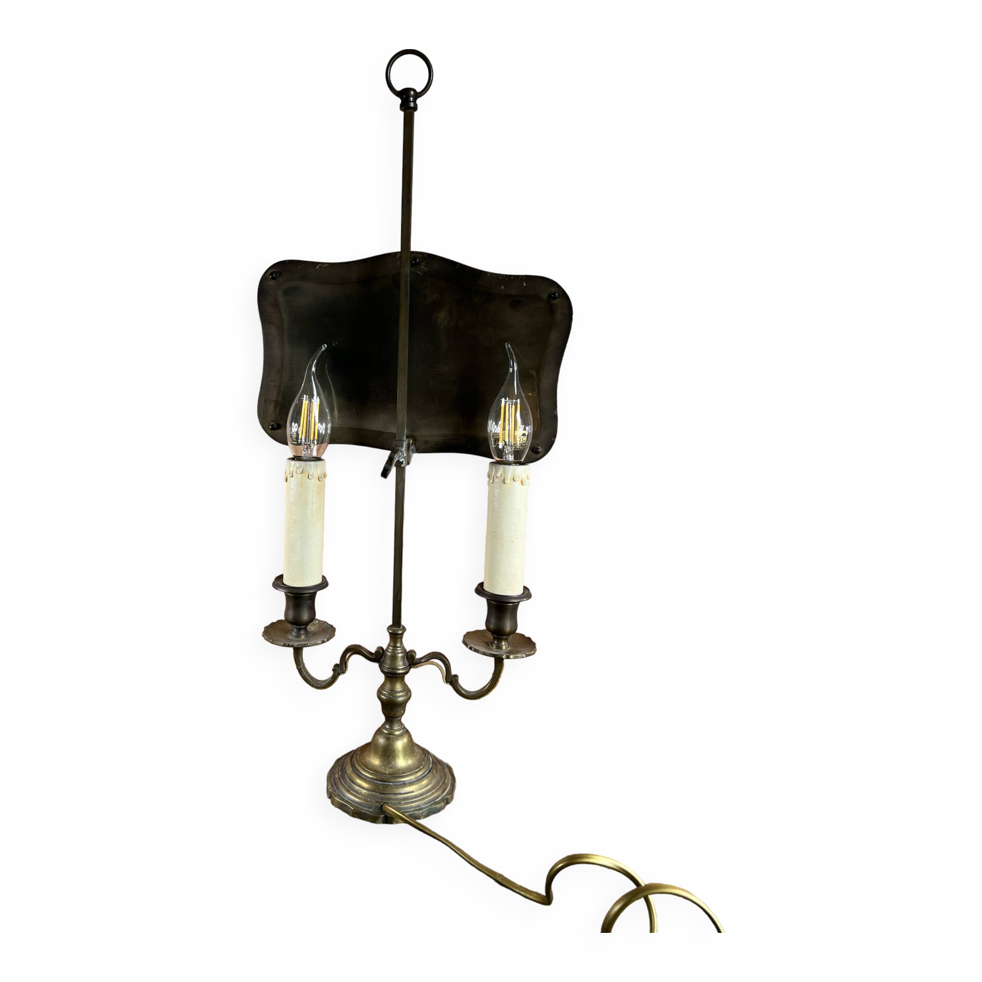 Two-light bronze table lamp