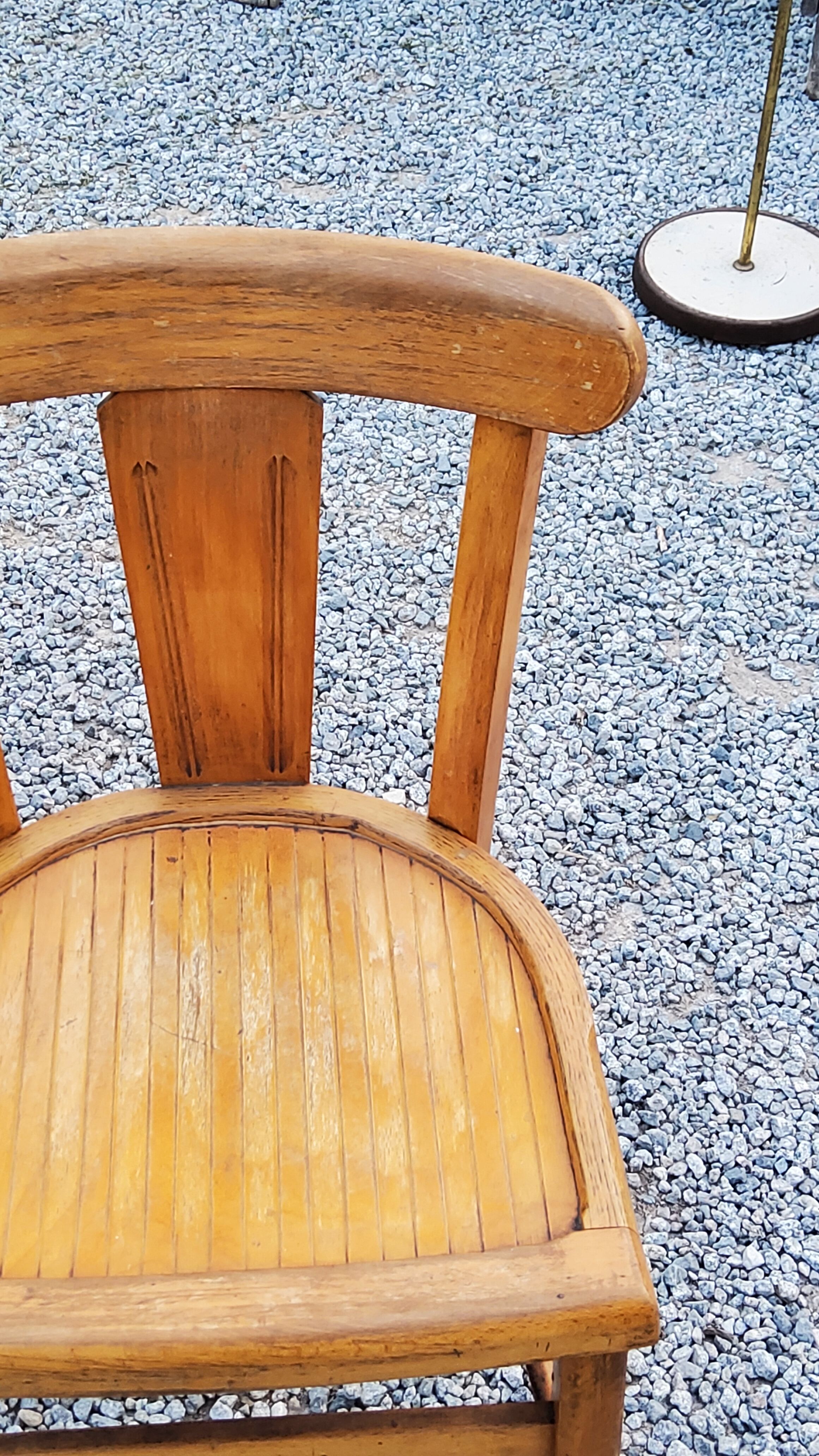 Set of 4 bistro chairs in beech and blond oak from the 50s
