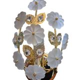 Pair of Banci Florence gold metal and crystal flower wall sconces