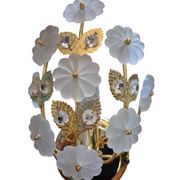Pair of Banci Florence gold metal and crystal flower wall sconces