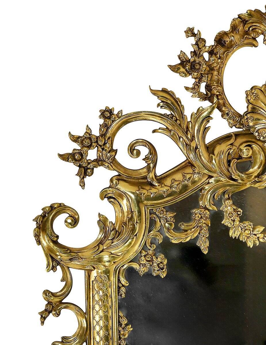 Vintage French brass wall mirror, 1960s