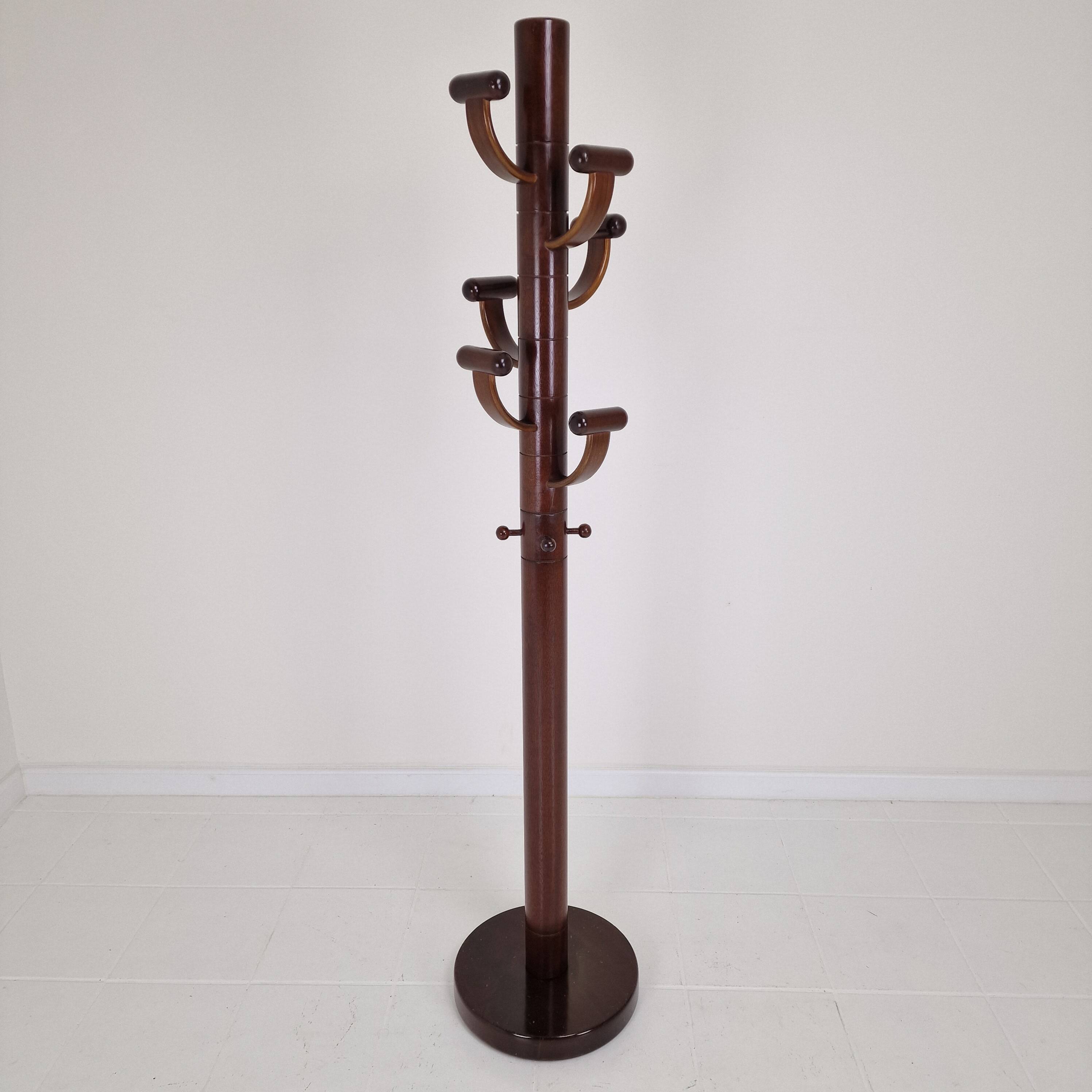 Italian Teak Wooden Coat Rack, 1980s