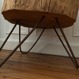 Table basse vintage tronc bois massif