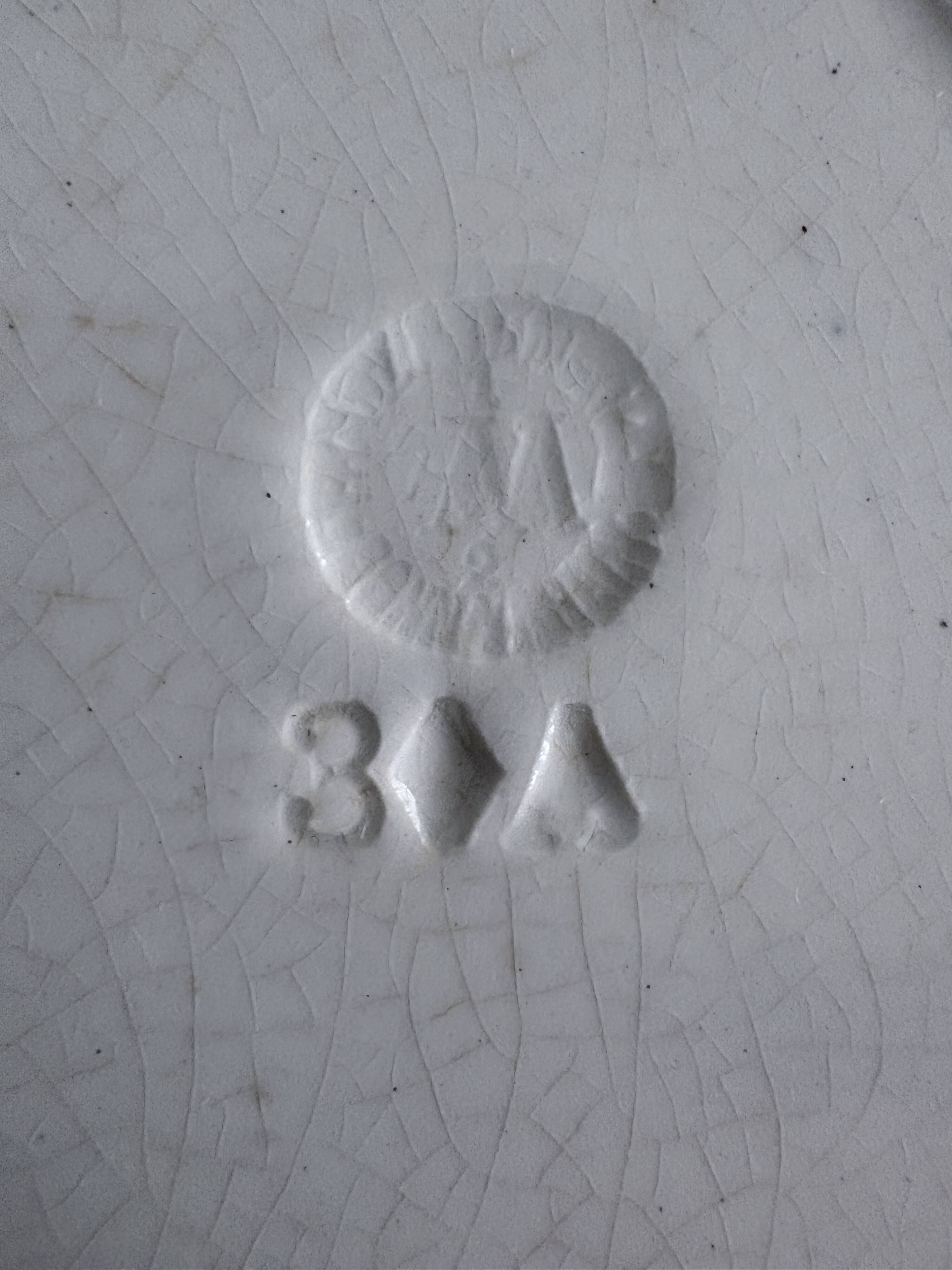 4 antique plates by Franz Anton Mehlem "Anita", antique porcelain