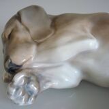 Sleeping dog sculpture, setter, pointer, Royal Copenhagen porcelain