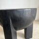 Black mango wood tripod side table with a semi-spherical top, height: 45 cm, diameter: 44 cm.
