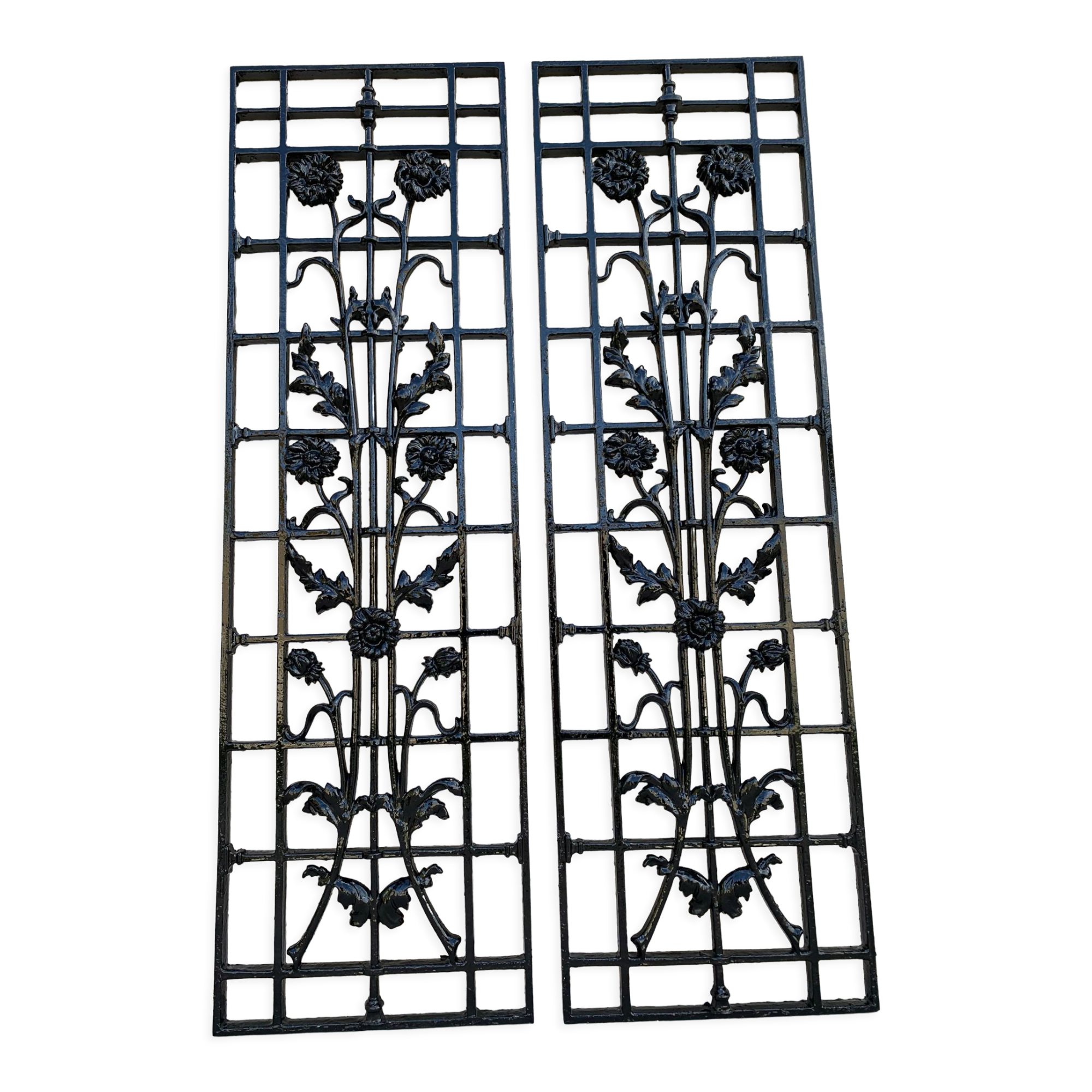2 Art Nouveau / Art Deco grids art ironwork flower decoration