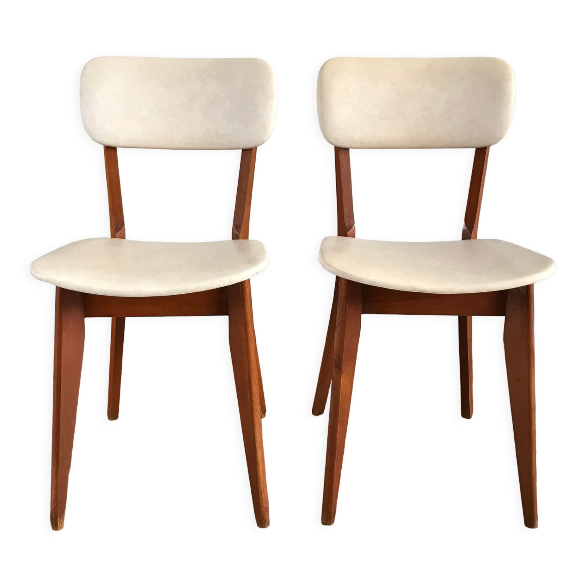 Pair of scandinavian chairs in skaï 50s