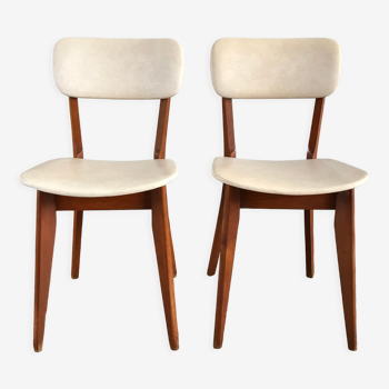 Pair of scandinavian chairs in skaï 50s
