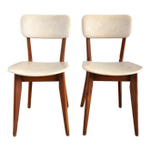 Pair of scandinavian chairs in skaï 50s