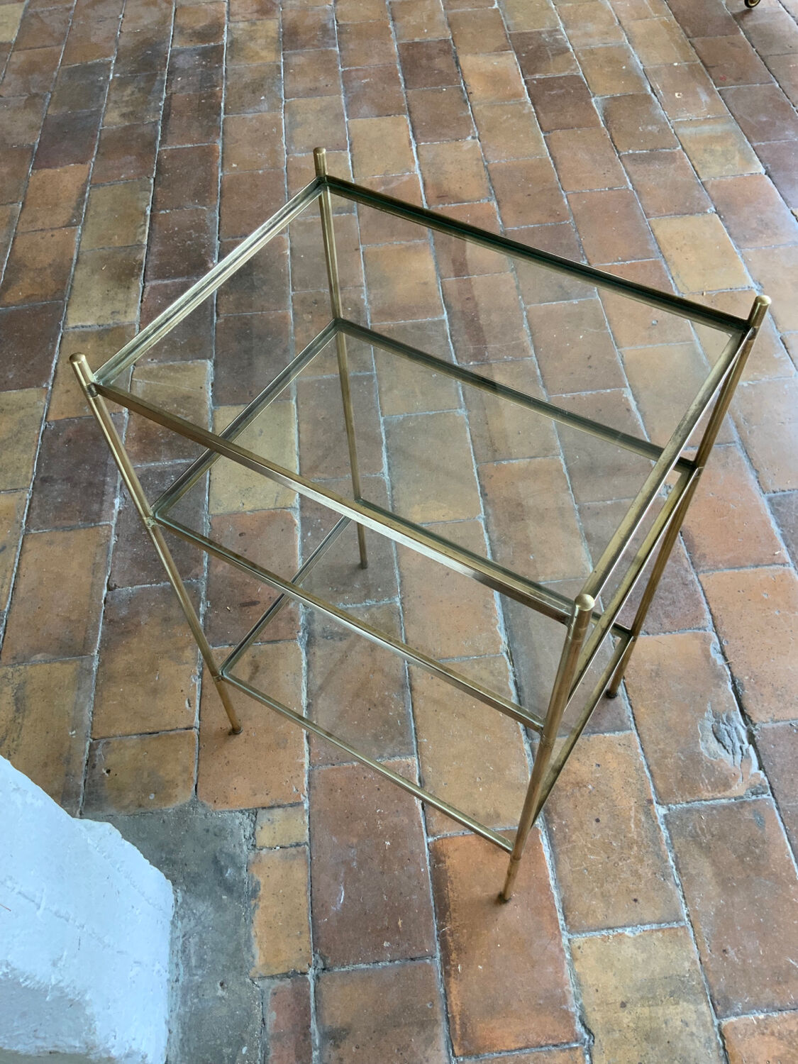 Brass and glass side table
