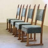 Vintage 1950s signature, solid oak dining throne chairs, Danish craftsmanship