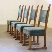Vintage 1950s signature, solid oak dining throne chairs, Danish craftsmanship