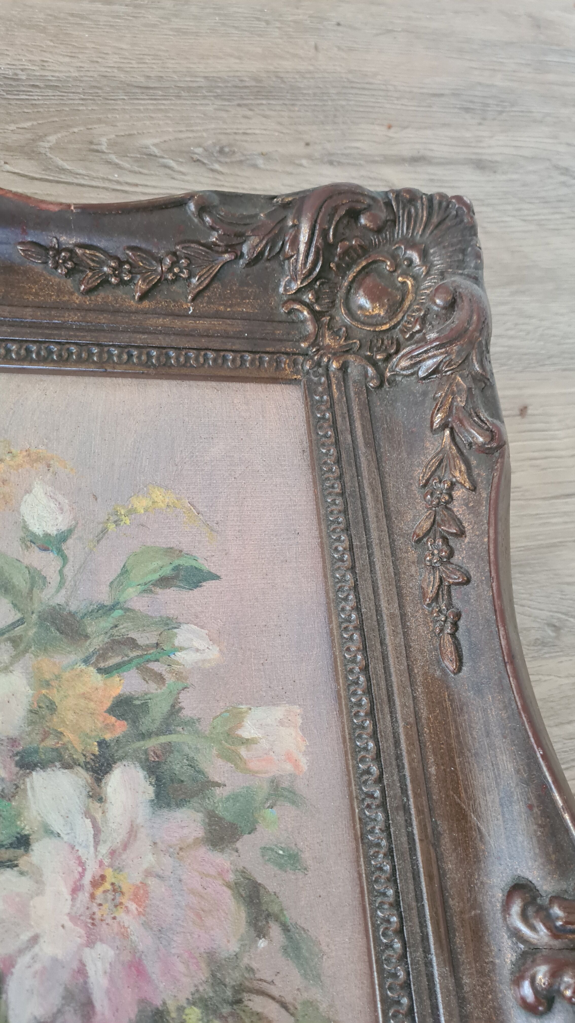 Old painting / oil painting by Mr. Weber (waber?) / flowers