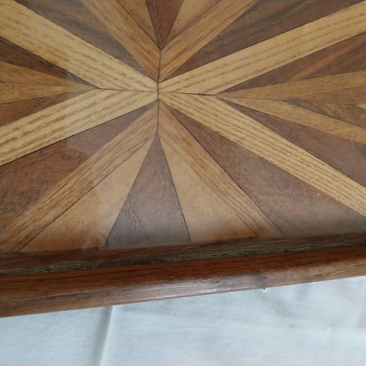 Antique rectangular tray in art deco marquetry wood